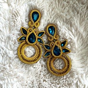 Handmade earrings, lightweight, fabric back, only piece, elegant, everyday wear.